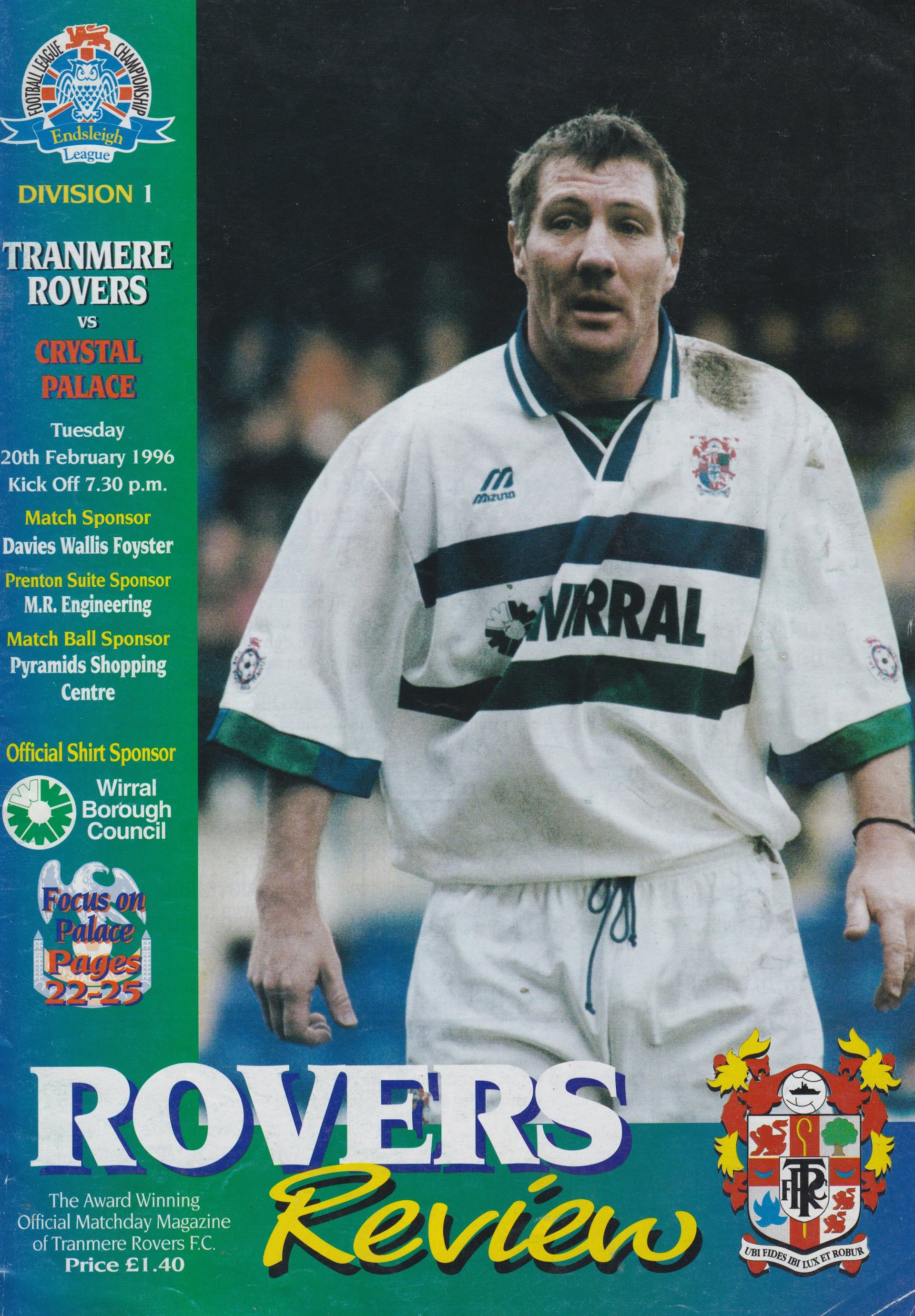 Tranmere Rovers v Crystal Palace match programme